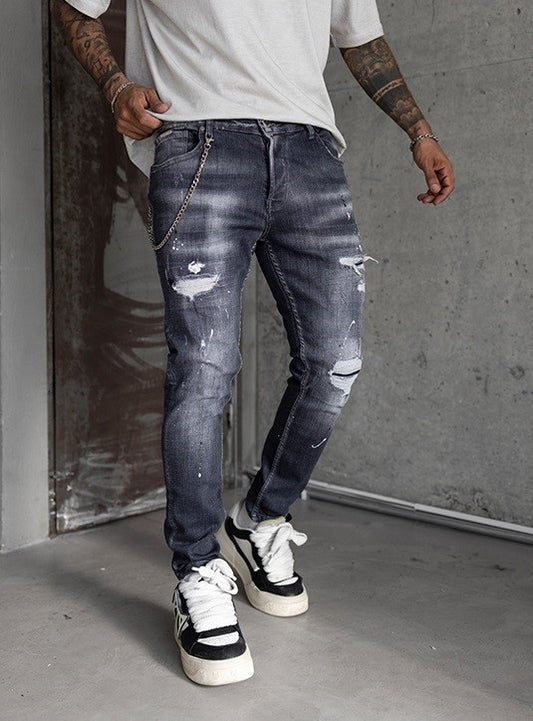 Мъжки дълги дънки - "BLACK ISLAND DESIGNER BLACK"