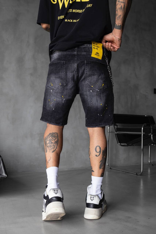 Мъжки къси дънки - "BLACK ISLAND DENIM SHORT BLACK "