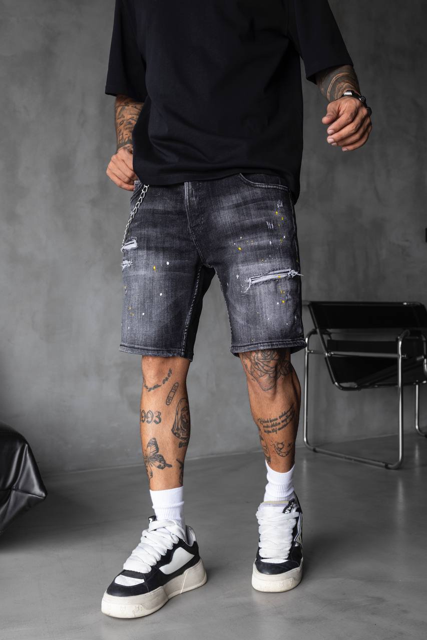 Мъжки къси дънки - "BLACK ISLAND DENIM SHORT BLACK "