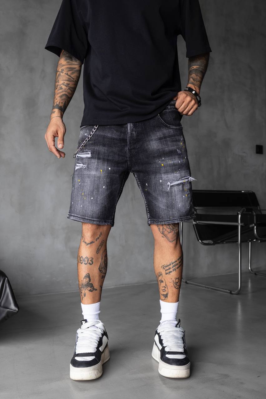 Мъжки къси дънки - "BLACK ISLAND DENIM SHORT BLACK "