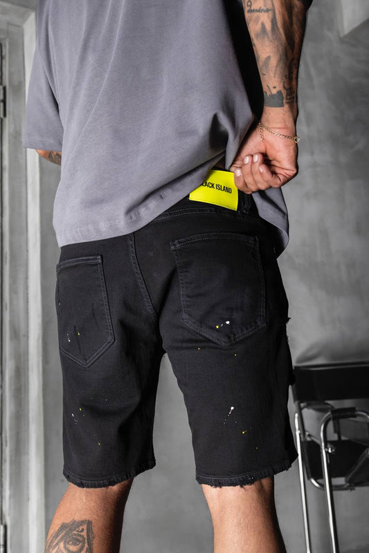 Mъжки къси дънки - "BLACK ISLAND DESIGNER BLACK"