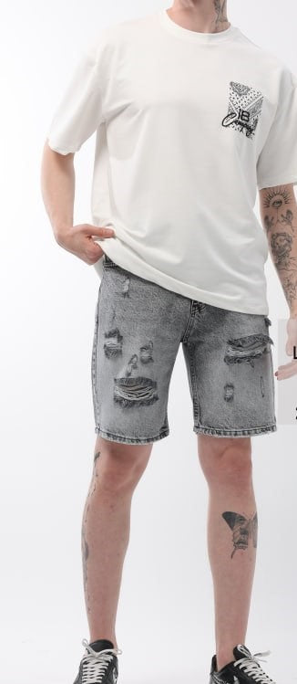 Мъжки къси дънки - "I8 DENIM GREY"