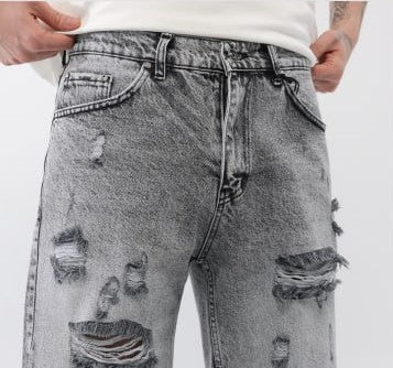 Мъжки къси дънки - "I8 DENIM GREY"