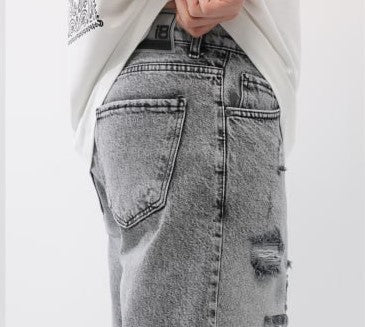 Мъжки къси дънки - "I8 DENIM GREY"