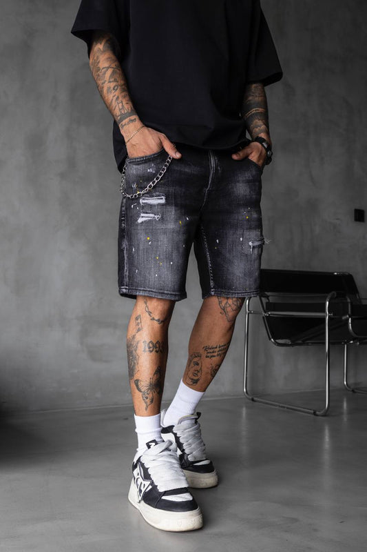 Мъжки къси дънки - "BLACK ISLAND DENIM SHORT BLACK "